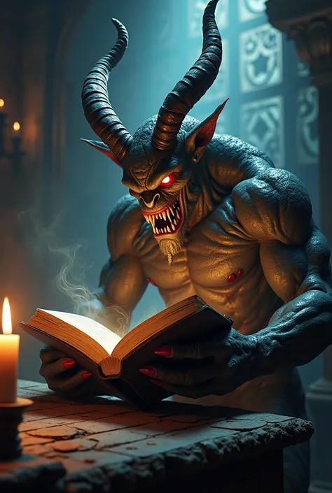 Demon reading a book