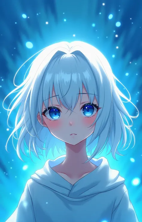 Create white hair blue background anime image