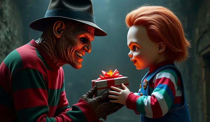 Freddy Krueger delivers a gift to Chucky.