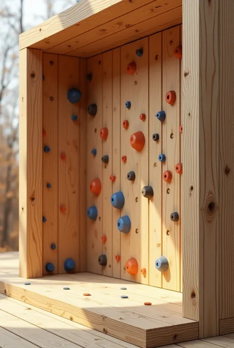 Sketches 3d models of climbing walls for ren from 5 to  in a wooden structure by a carpenter designed for the international boulder climbing format.  In measures of 2 .50 meters X 2 .50  