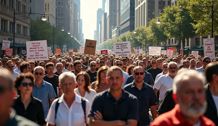 A crowd of evangelicals marching