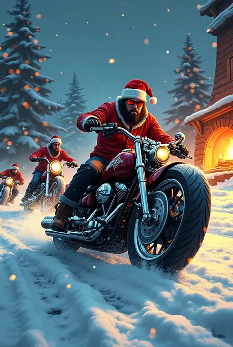 Create a poster with a Christmas image with motorcycles cg and that says of an extreme title