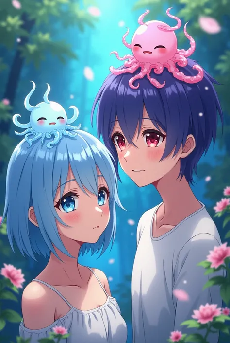 Create an 18-year-old anime girl who is called Emi with light blue hair and light blue eyes Create an 18-year-old anime boy What is called Sai 18 years old with purple hair and red eyes What Emi and Sai are confused with the Manoa in The Head