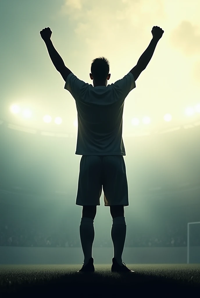 Silhouette of a player celebrating the goal