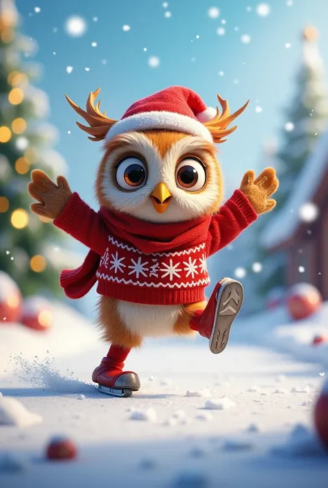 Animated owl ,  doing sports and Christmas dress for a congratulation 