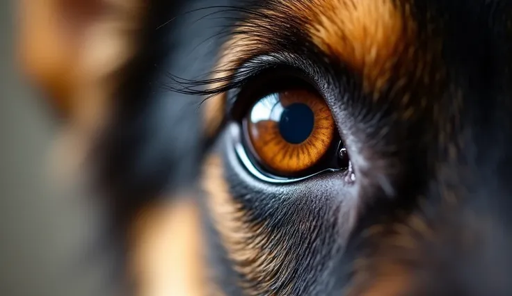 An eye of a German Shepherd puppy.