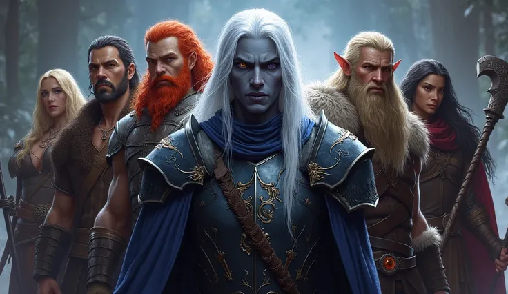  (best quality, 4k, 8k, high resolution, masterpiece:1.2), ultra-detailed, (realistic, photorealistic, photo-realistic:1.37), Drizzt DoUrden, dark elf, ebony skin, white hair, violet eyes, beautiful detailed eyes, beautiful detailed lips, extremely detaile...