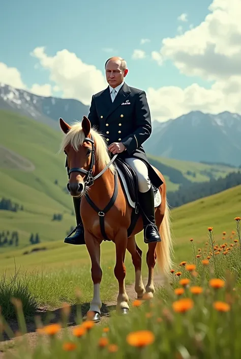 Pony being ridden by Putin