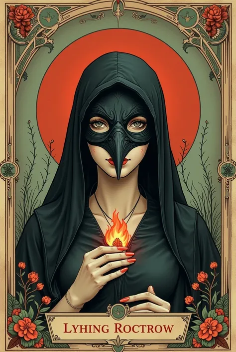  I want an art deco frame  " illness "  medicinal plants ,  I want powdery and very dark beige colors {x} a female doctor in a period of the Black Death with a raven mask at Middle Ages,  you need smoke , stills ,  fire ,  cauldrons and fire .  Create for ...