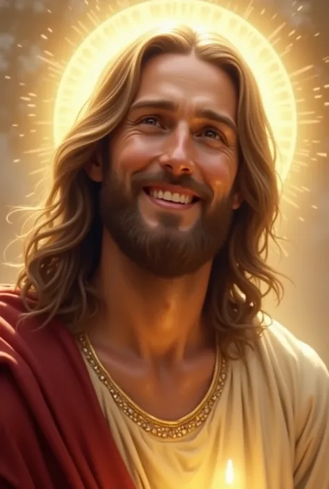 Beautiful Jesus smiling with light