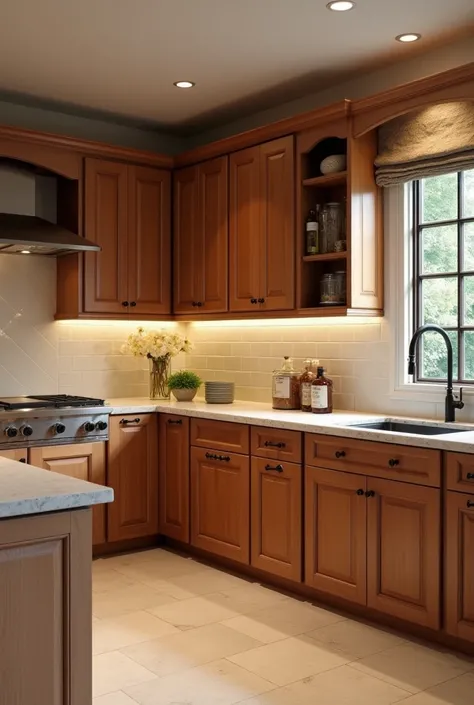 brown kitchen cabinets
