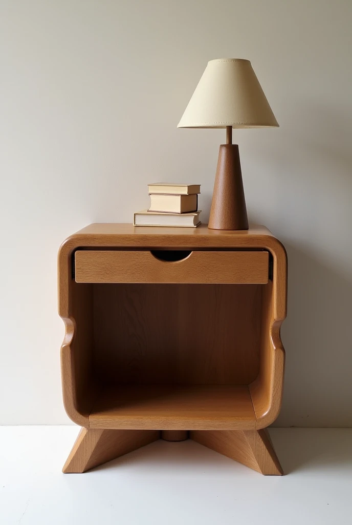 A beautiful wooden bedside table, a unique design