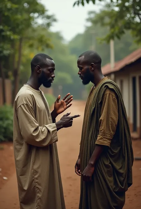 A gambian man signalling to his friend to keep a secret about a death person
