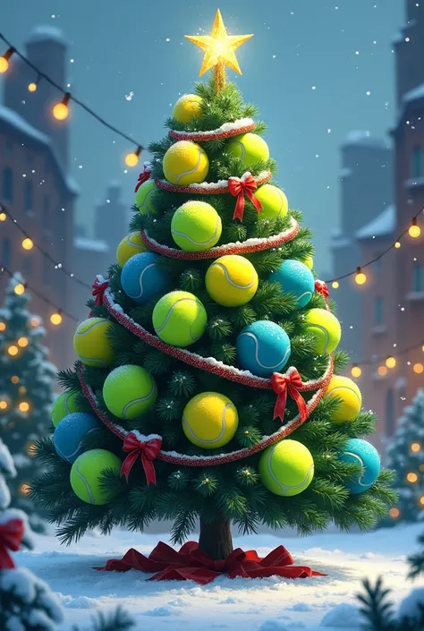 Make a Christmas tree with tennis balls