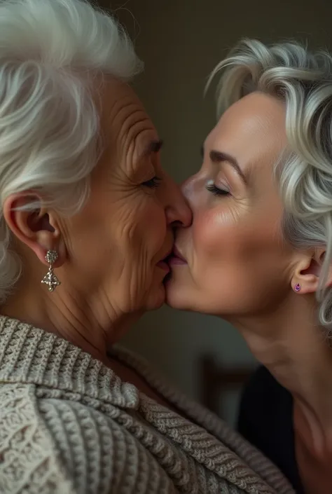 Old woman sucking her young womans pussy