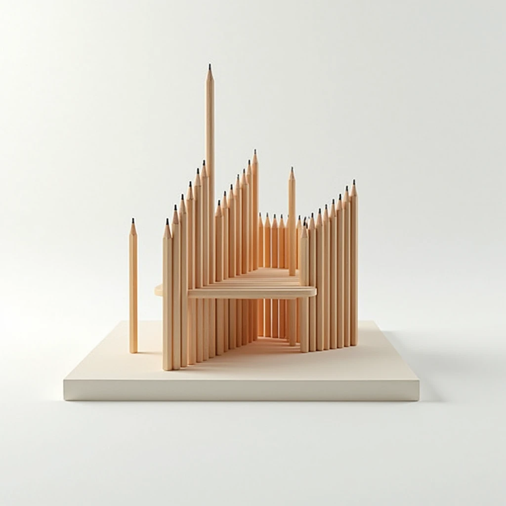 minimal architectural structure design from pencils
