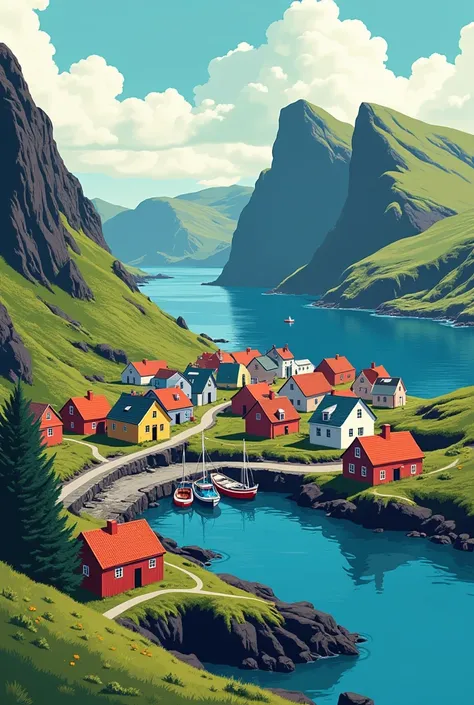 Faroe island city poster