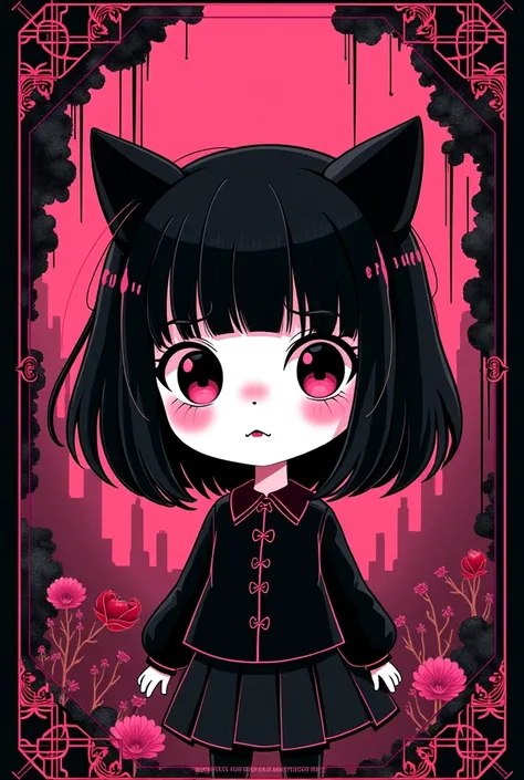  Traumacor-style BOKU BOKU card, 2d, cute, black prevails , Pink elements