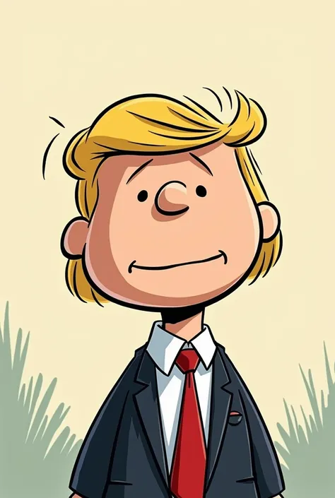 Create a "peanuts " style comic  that has Donald Trump winking 