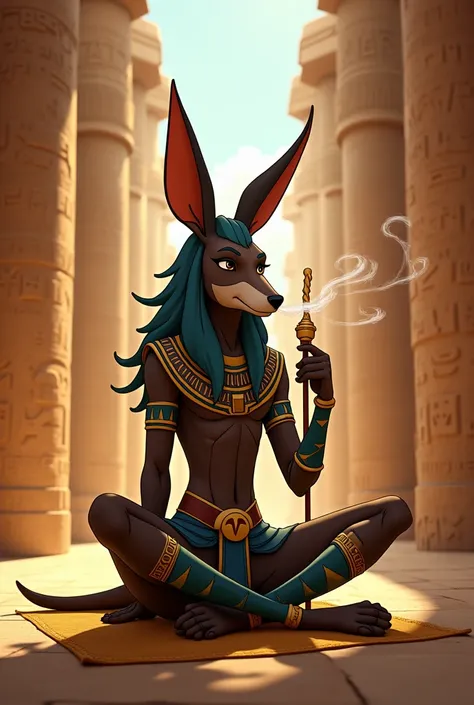 Animated image of Anubis smoking hookah