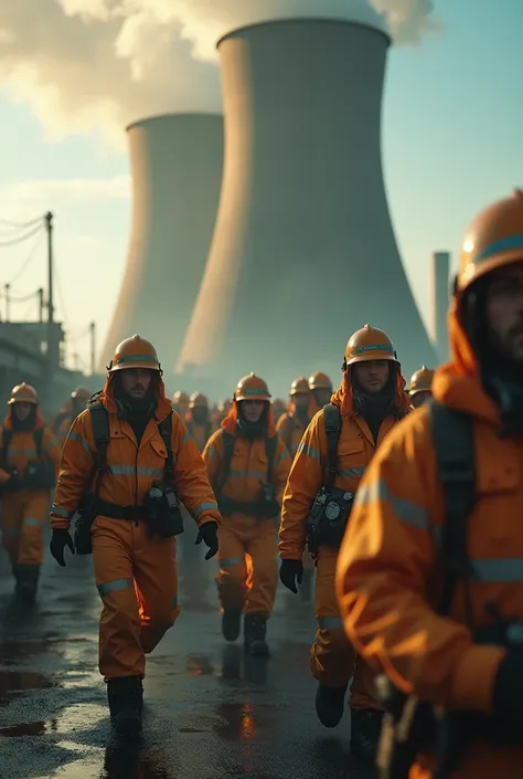 Workers run out of nuclear power plant 