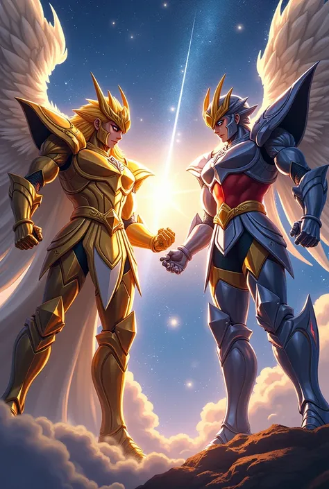 Affiche Chrishnoo VS Ben, 2 chevaliers saint Seiya en armure 