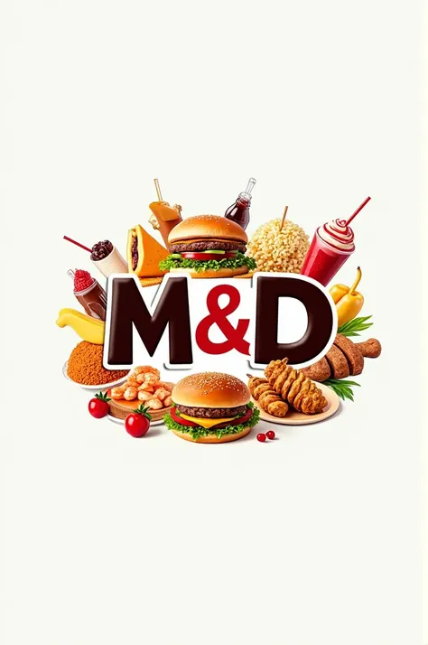  A logo bearing the initials M &D,  where there will be spare parts such as hamburgers ,Cool ,cheesecake ,Banana bread,  fresh natural carrot bread , jellies, ice creams,  fresh ,  lunches such as chicken fajitas Chinese rice,  garlic shrimp ,  golden chic...