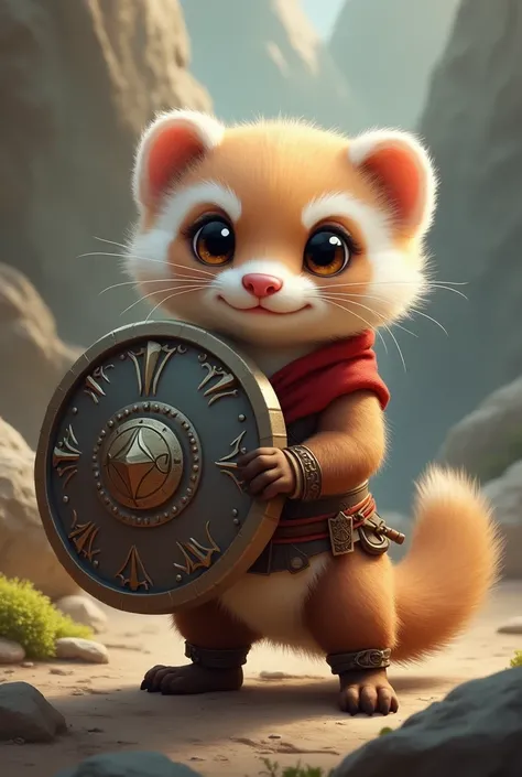 Cute Warrior ferret  with shild when opk subtitles 