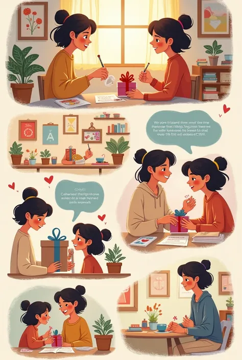 Images of ren ,  project creating gifts for each other . Infographics