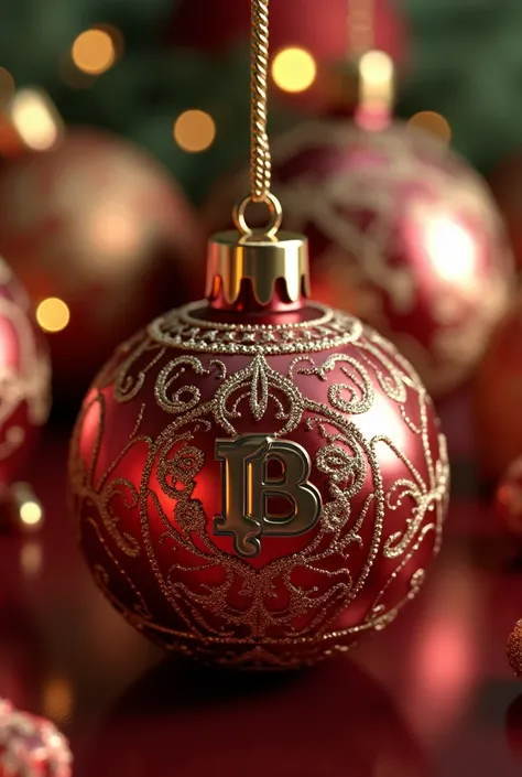 Create a realistic 3d logo with the name Birrenta on Christmas ornaments 