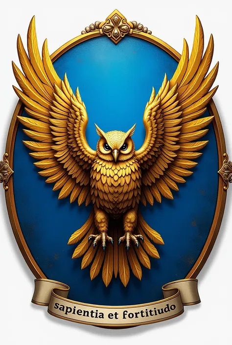 Create a seal 
An owl is depicted in the center of the print, made in gold color on azure background.
Under the shield is a narrow ribbon with the motto "Sapientia et Fortitudo" (Wisdom and Strength),  made in one of the colors of the coat of arms , which ...