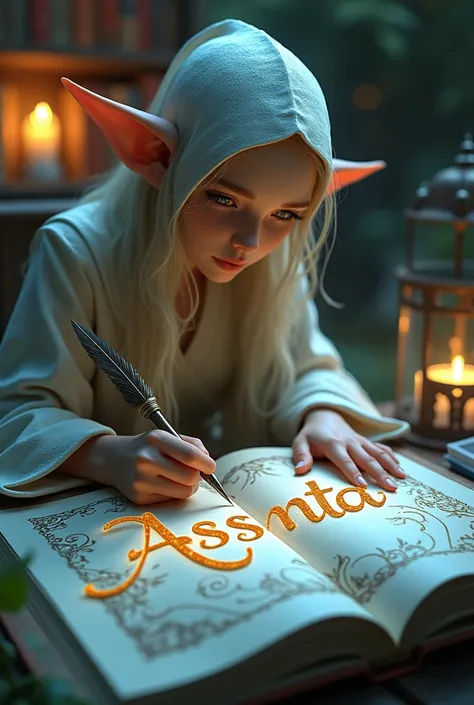 Elf who writes the name Assunta 3d