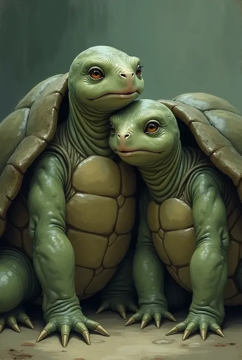 make an illustration picture for a sad turtle storybook, turtles are not turtles