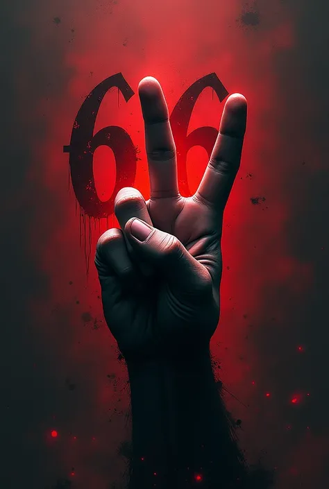 Image du signe des metaleux (signe des cornes) avec écrit 666 DOS