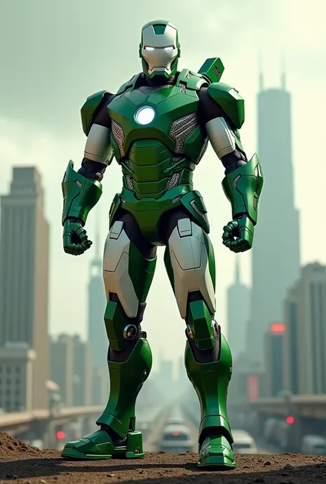 Create Iron Man with the colors Green White black 