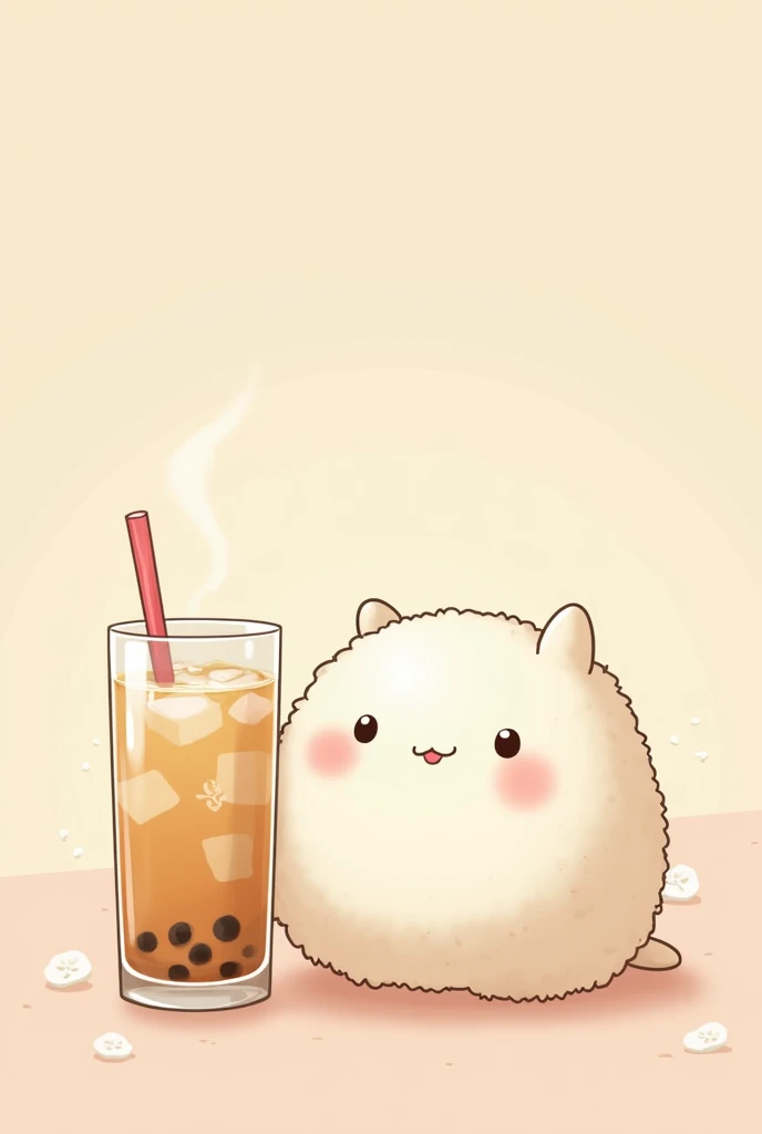 a rice ball cute drink milk tea