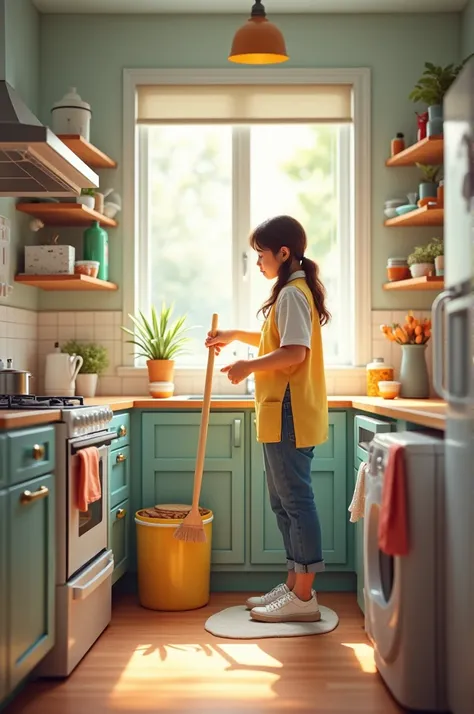 Cleaning the kitchen 