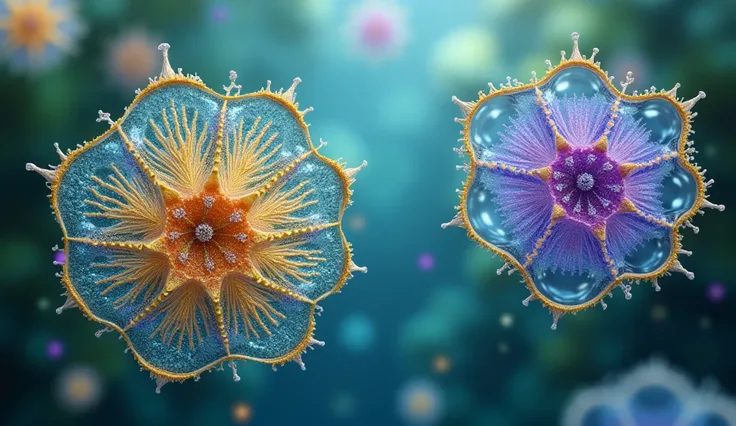 Stunning multicolored diatoms in 4k