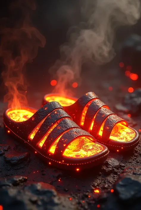 Lava sandals :  Designed for demons that inhabit volcanic regions , , these sandals are made of molten rock that shines with an igneous glow.