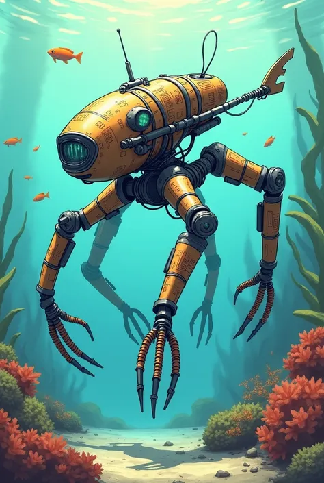 sketch of an aquatic robot with recyclable materials