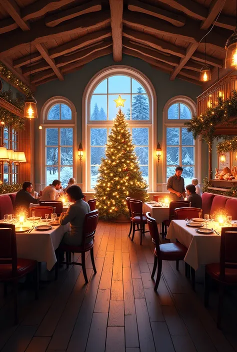 360 view christmas restaurant backyground