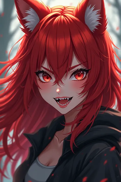 Redheaded girl with cruel wolf traits in anime