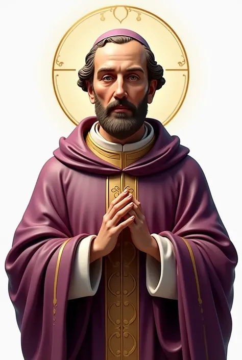 a close up of a statue of a man in a purple robe, portrait of saint of the pit, portrait of the holy father, uncompressed png, catholic icon, roman catholic icon, background removed, saint of the pit, on clear background, beautiful gold saint, high quality...