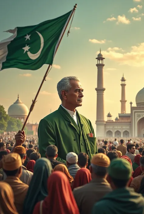 "Create an inspiring image to commemorate Quaid-e-Azam muhammad ali jinnah Day, 25th December 2024, showcasing a portrait of Quaid-e-Azam Muhammad Ali Jinnah, surrounded by symbols of Pakistan’s independence. The scene should be patriotic, with the Pakista...