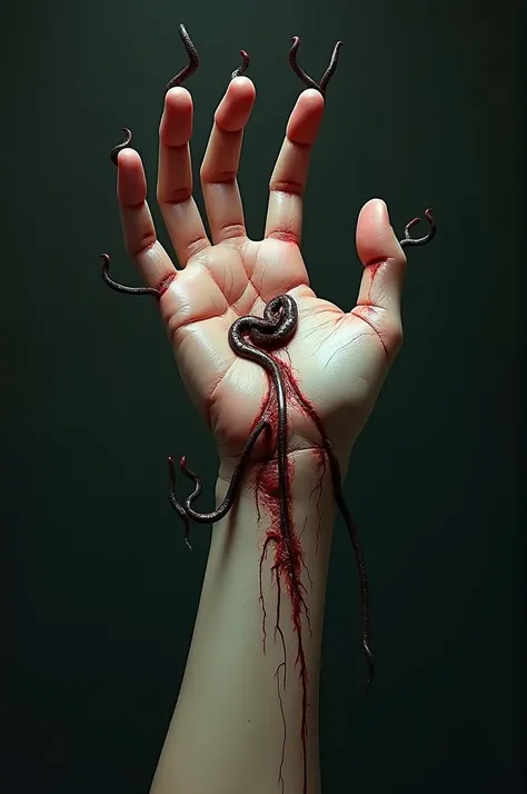  Create a broken wrist , Lifeless but tender ,  that worms come out of its crevices
