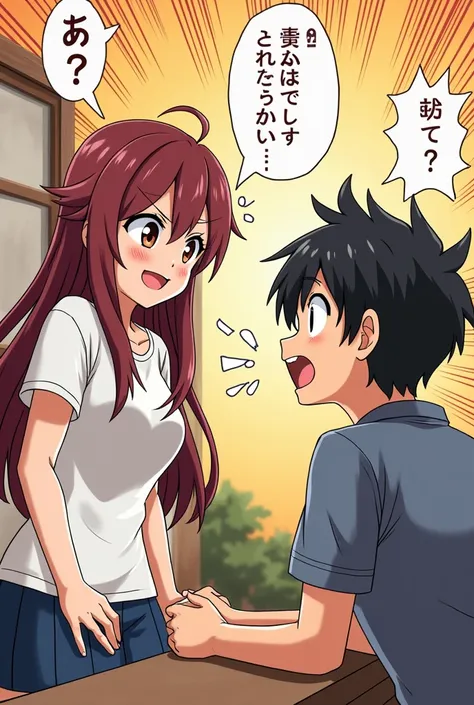 Anime girl farting  on a boy