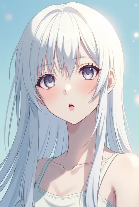 anime, , Natal 1 , Alone, long hair,  Open mouth,  very long hair,  white hair, neve