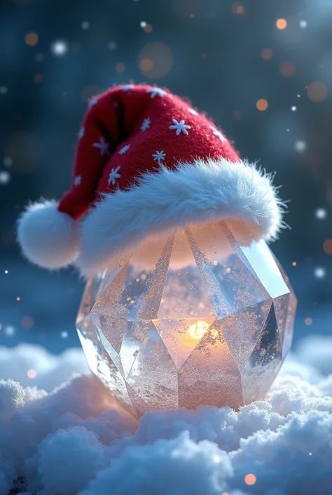 A crystal with a Christmas hat , icon 