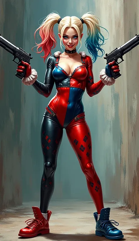 Harley Quinn with guns
