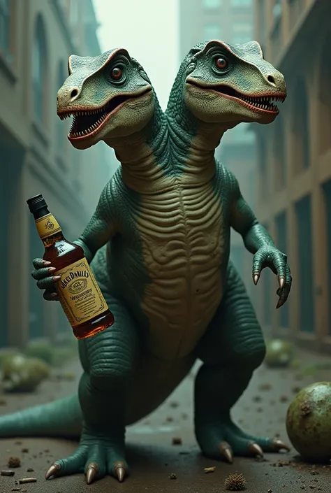 A Drunk Two-Headed Dinosaur with Jack Daniel